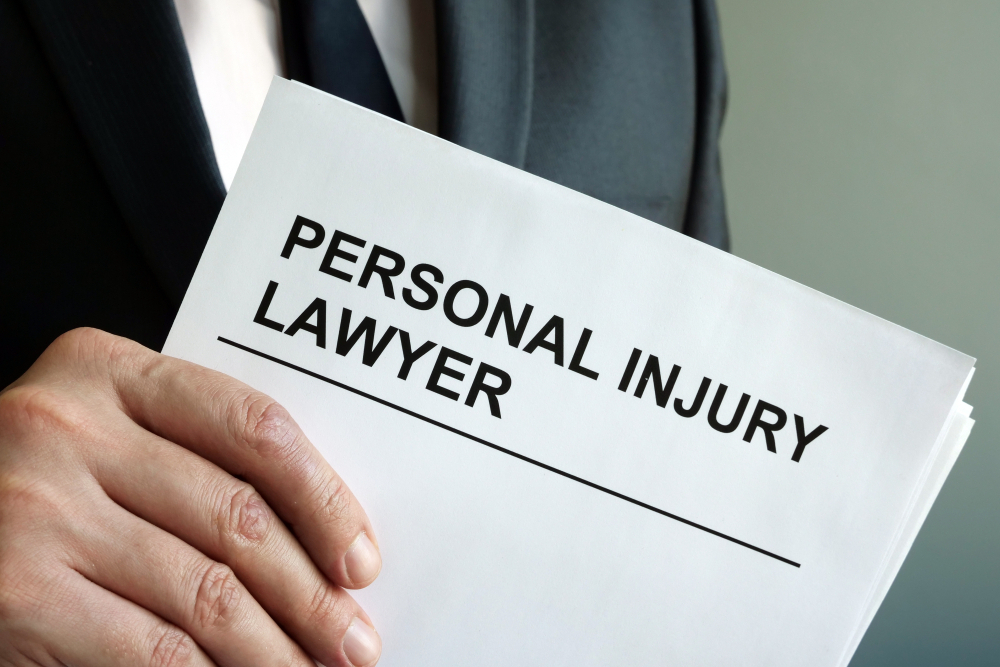personal injury lawyer with clipboard and law